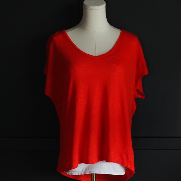 Rachel Zoe | Dolman Short Sleeve Linen Top - Picture 1 of 6